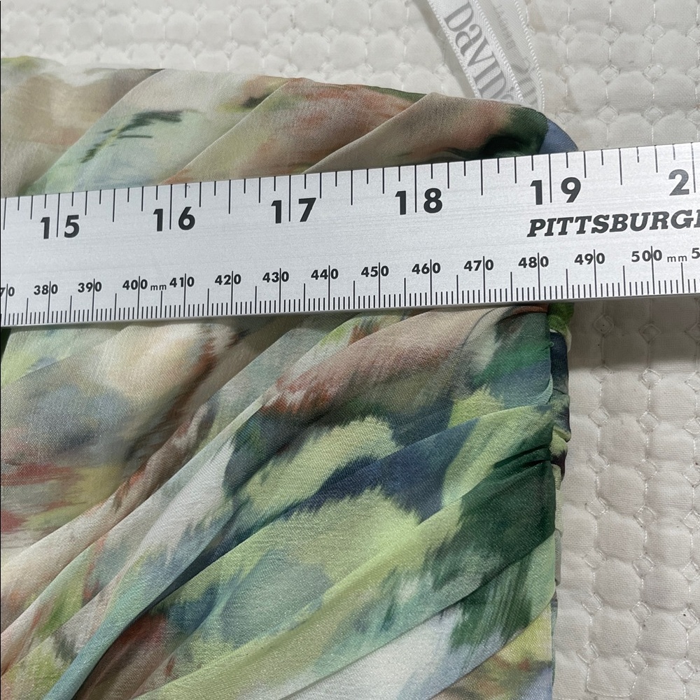 David's Bridal Strapless Pastel Floral Maxi Dress - Mint & Blush - Picture 5 of 9
